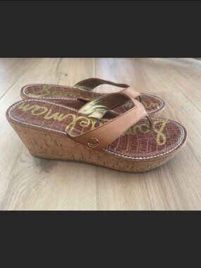 Sam Edelman Cork Wedge Thong Sandals 7.5